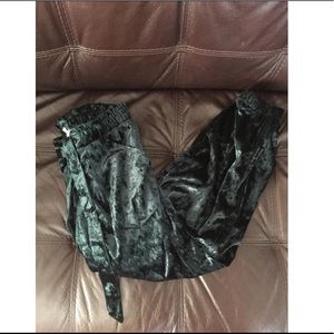 JOLT CRUSHED VELVET JOGGERS GREEN MEDIUM lounge